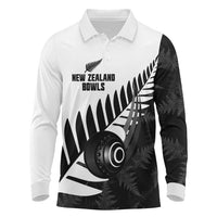 New Zealand Lawn Bowls Custom Long Sleeve Polo Shirt Aotearoa Silver Fern - Polynesian Pride