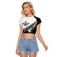 New Zealand Lawn Bowls Custom Raglan Cropped T Shirt Aotearoa Silver Fern - Polynesian Pride