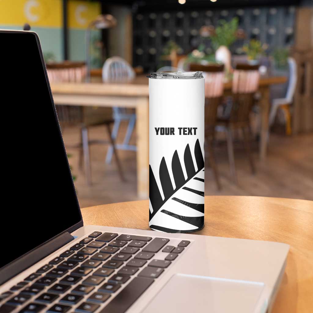 New Zealand Lawn Bowls Custom Skinny Tumbler Aotearoa Silver Fern - Polynesian Pride