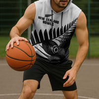 New Zealand Lawn Bowls Custom Sleeveless Hoodie Aotearoa Silver Fern - Polynesian Pride