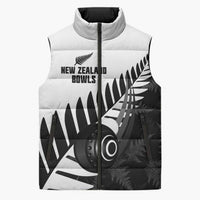 New Zealand Lawn Bowls Custom Sleeveless Puffer Jacket Aotearoa Silver Fern - Polynesian Pride