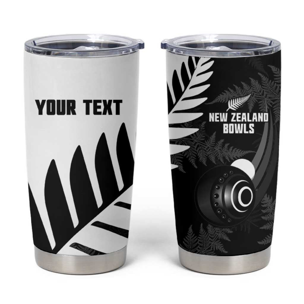 New Zealand Lawn Bowls Custom Tumbler Cup Aotearoa Silver Fern - Polynesian Pride