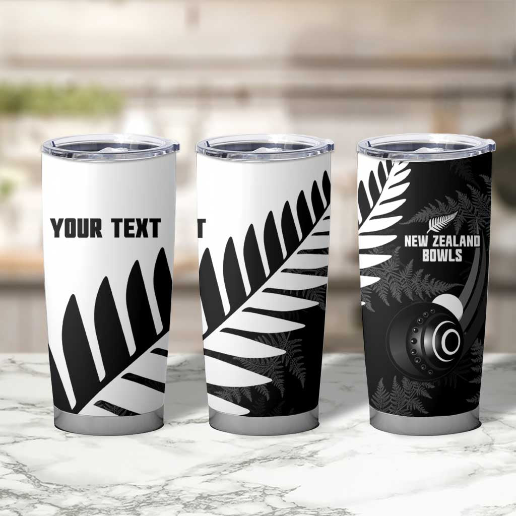 New Zealand Lawn Bowls Custom Tumbler Cup Aotearoa Silver Fern - Polynesian Pride