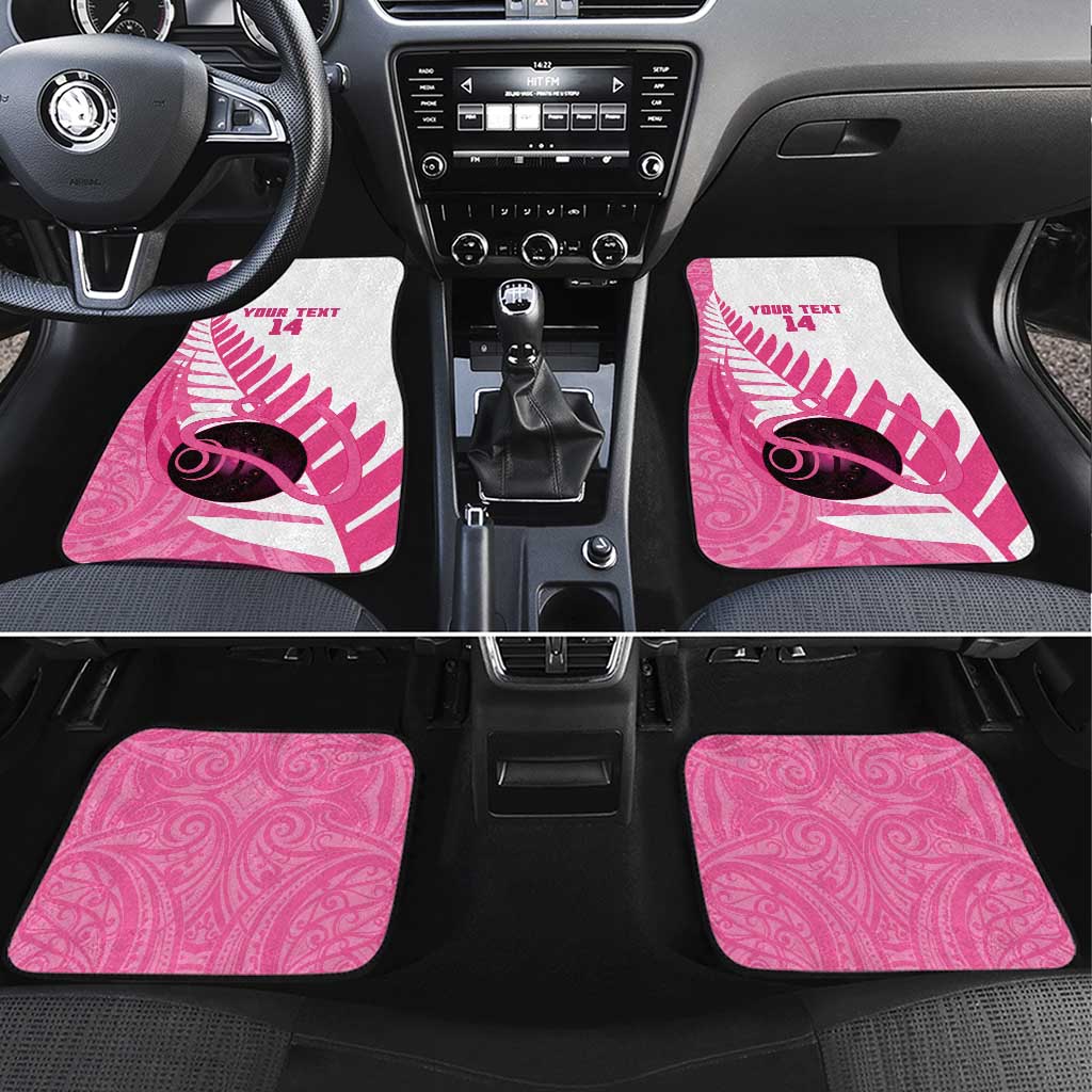 New Zealand Lawn Bowls Breast Cancer Custom Car Mats Aotearoa Maori Silver Fern Pink Ribbon - Polynesian Pride