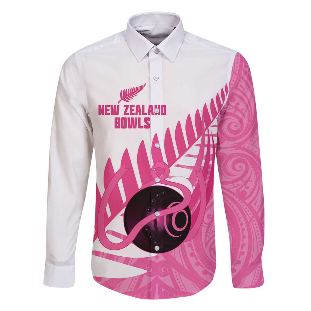 New Zealand Lawn Bowls Breast Cancer Custom Family Matching Tank Maxi Dress and Hawaiian Shirt Aotearoa Maori Silver Fern Pink Ribbon - Polynesian Pride