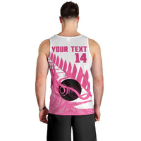 New Zealand Lawn Bowls Breast Cancer Custom Men Tank Top Aotearoa Maori Silver Fern Pink Ribbon - Polynesian Pride