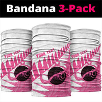 New Zealand Lawn Bowls Breast Cancer Custom Neck Gaiter Aotearoa Maori Silver Fern Pink Ribbon - Polynesian Pride