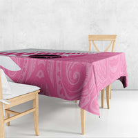 New Zealand Lawn Bowls Breast Cancer Custom Tablecloth Aotearoa Maori Silver Fern Pink Ribbon - Polynesian Pride