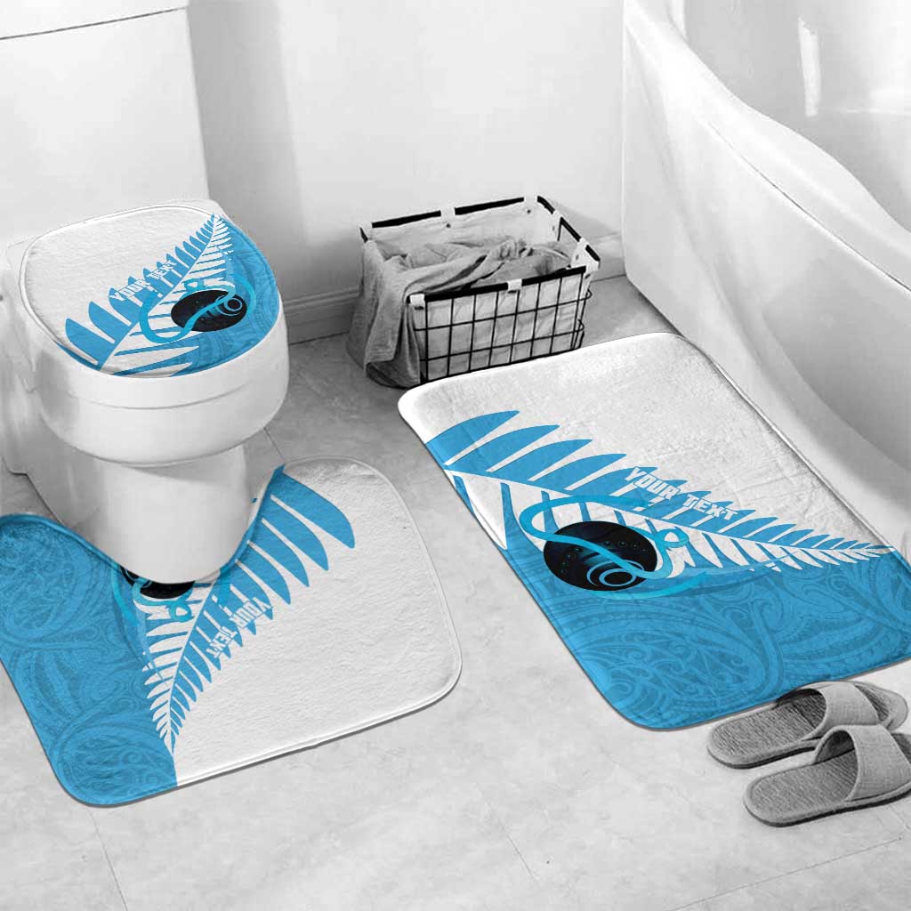 New Zealand Lawn Bowls Prostate Cancer Custom Bathroom Set Aotearoa Maori Silver Fern Blue Ribbon - Polynesian Pride