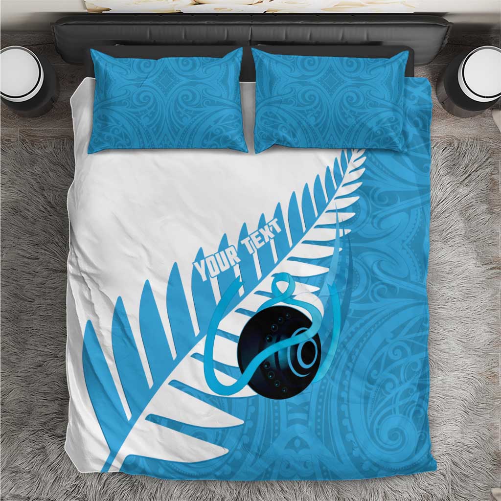 New Zealand Lawn Bowls Prostate Cancer Custom Bedding Set Aotearoa Maori Silver Fern Blue Ribbon - Polynesian Pride