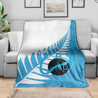 New Zealand Lawn Bowls Prostate Cancer Custom Blanket Aotearoa Maori Silver Fern Blue Ribbon - Polynesian Pride