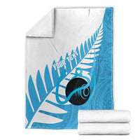 New Zealand Lawn Bowls Prostate Cancer Custom Blanket Aotearoa Maori Silver Fern Blue Ribbon - Polynesian Pride
