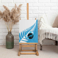 New Zealand Lawn Bowls Prostate Cancer Custom Canvas Wall Art Aotearoa Maori Silver Fern Blue Ribbon - Polynesian Pride