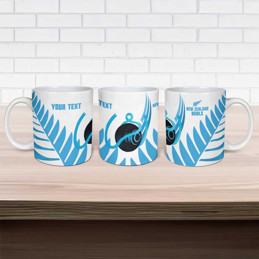 New Zealand Lawn Bowls Prostate Cancer Custom Ceramic Mug Aotearoa Maori Silver Fern Blue Ribbon - Polynesian Pride