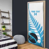 New Zealand Lawn Bowls Prostate Cancer Custom Door Cover Aotearoa Maori Silver Fern Blue Ribbon - Polynesian Pride