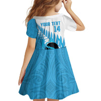 New Zealand Lawn Bowls Prostate Cancer Custom Family Matching Off The Shoulder Long Sleeve Dress and Hawaiian Shirt Aotearoa Maori Silver Fern Blue Ribbon - Polynesian Pride