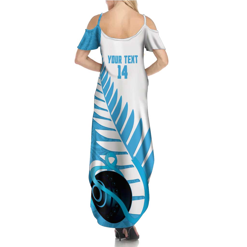 New Zealand Lawn Bowls Prostate Cancer Custom Family Matching Summer Maxi Dress and Hawaiian Shirt Aotearoa Maori Silver Fern Blue Ribbon - Polynesian Pride