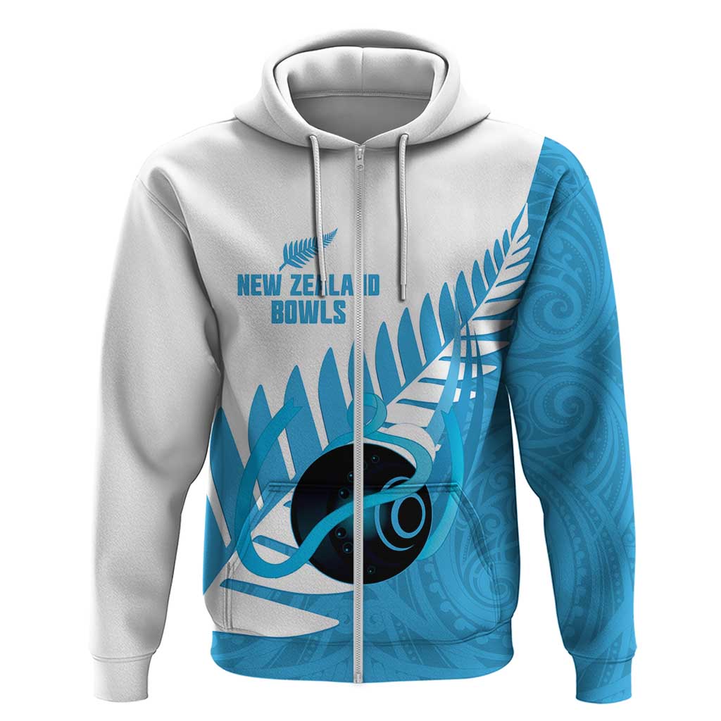 New Zealand Lawn Bowls Prostate Cancer Custom Hoodie Aotearoa Maori Silver Fern Blue Ribbon - Polynesian Pride