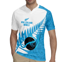 New Zealand Lawn Bowls Prostate Cancer Custom Rugby Jersey Aotearoa Maori Silver Fern Blue Ribbon - Polynesian Pride