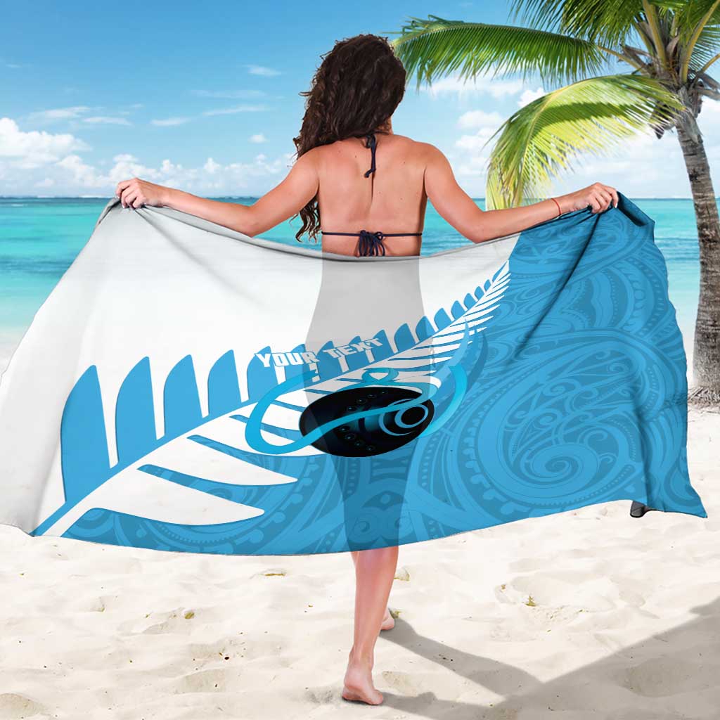 New Zealand Lawn Bowls Prostate Cancer Custom Sarong Aotearoa Maori Silver Fern Blue Ribbon - Polynesian Pride