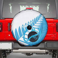 New Zealand Lawn Bowls Prostate Cancer Custom Spare Tire Cover Aotearoa Maori Silver Fern Blue Ribbon - Polynesian Pride