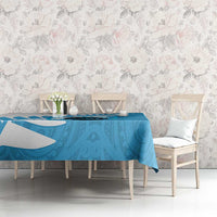 New Zealand Lawn Bowls Prostate Cancer Custom Tablecloth Aotearoa Maori Silver Fern Blue Ribbon - Polynesian Pride