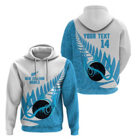 New Zealand Lawn Bowls Prostate Cancer Custom Zip Hoodie Aotearoa Maori Silver Fern Blue Ribbon - Polynesian Pride