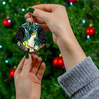 Sulphur-crested Cockatoo New Zealand Ceramic Ornament Paua Shell Aotearoa Maori Tropical Flowers - Polynesian Pride