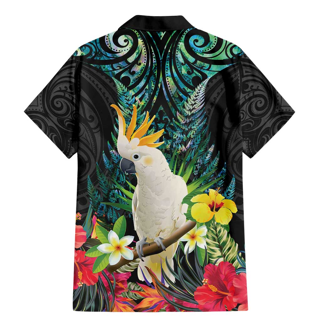 Sulphur-crested Cockatoo New Zealand Family Matching Mermaid Dress and Hawaiian Shirt Paua Shell Aotearoa Maori Tropical Flowers - Polynesian Pride