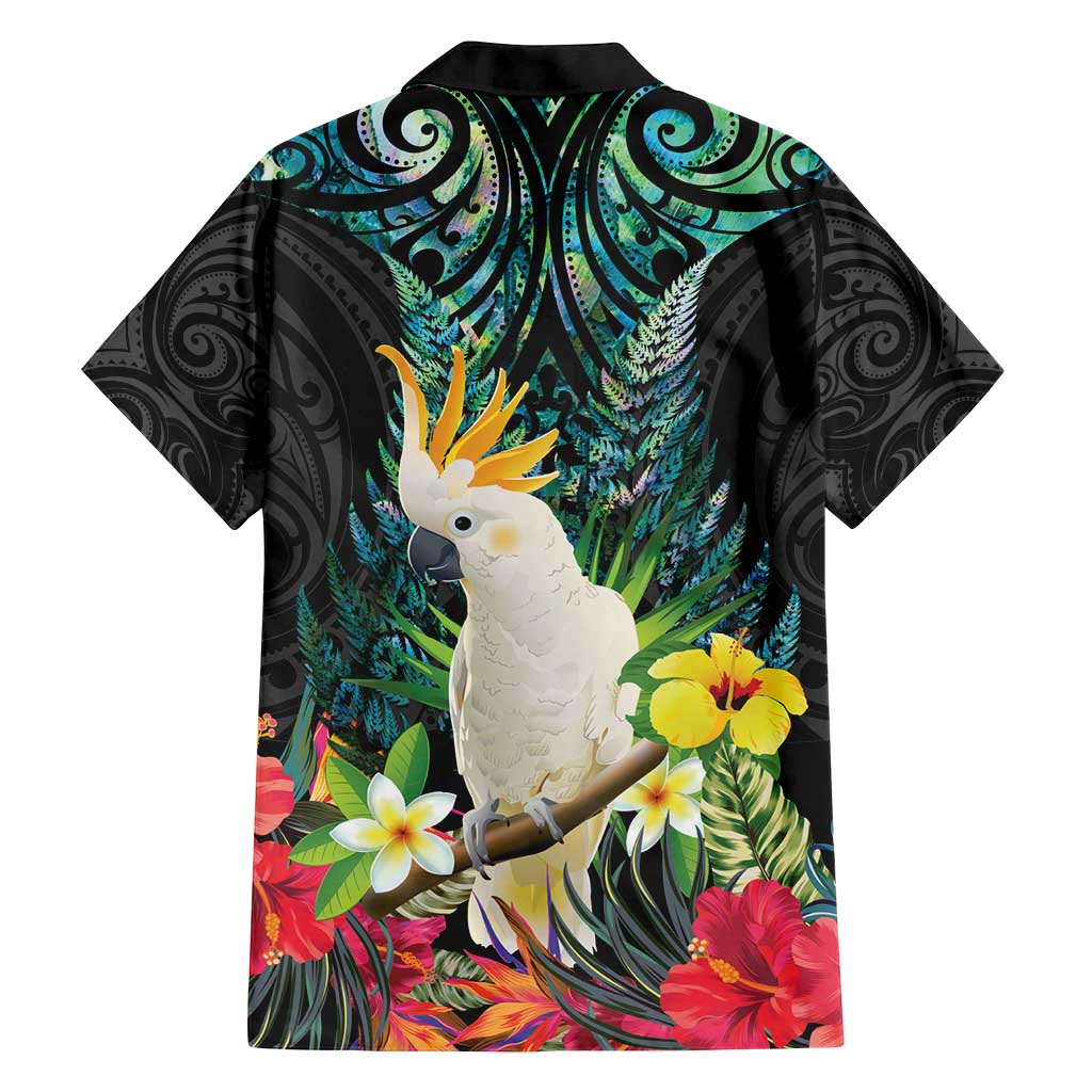 Sulphur-crested Cockatoo New Zealand Family Matching Tank Maxi Dress and Hawaiian Shirt Paua Shell Aotearoa Maori Tropical Flowers - Polynesian Pride
