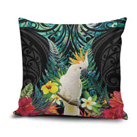 Sulphur-crested Cockatoo New Zealand Pillow Cover Paua Shell Aotearoa Maori Tropical Flowers - Polynesian Pride