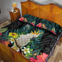 Sulphur-crested Cockatoo New Zealand Quilt Bed Set Paua Shell Aotearoa Maori Tropical Flowers - Polynesian Pride