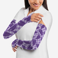 Purple Hawaii Kalo Palaka Motifs Arm Sleeves Hawaiian Taro Leaves Elegant Vibes - Polynesian Pride