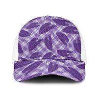 Purple Hawaii Kalo Palaka Motifs Baseball Net Cap Hawaiian Taro Leaves Elegant Vibes LT14 One Size White Purple - Polynesian Pride