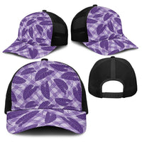 Purple Hawaii Kalo Palaka Motifs Baseball Net Cap Hawaiian Taro Leaves Elegant Vibes LT14 - Polynesian Pride