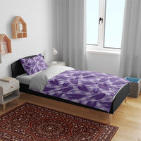 Purple Hawaii Kalo Palaka Motifs Bedding Set Hawaiian Taro Leaves Elegant Vibes - Polynesian Pride