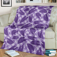 Purple Hawaii Kalo Palaka Motifs Blanket Hawaiian Taro Leaves Elegant Vibes - Polynesian Pride