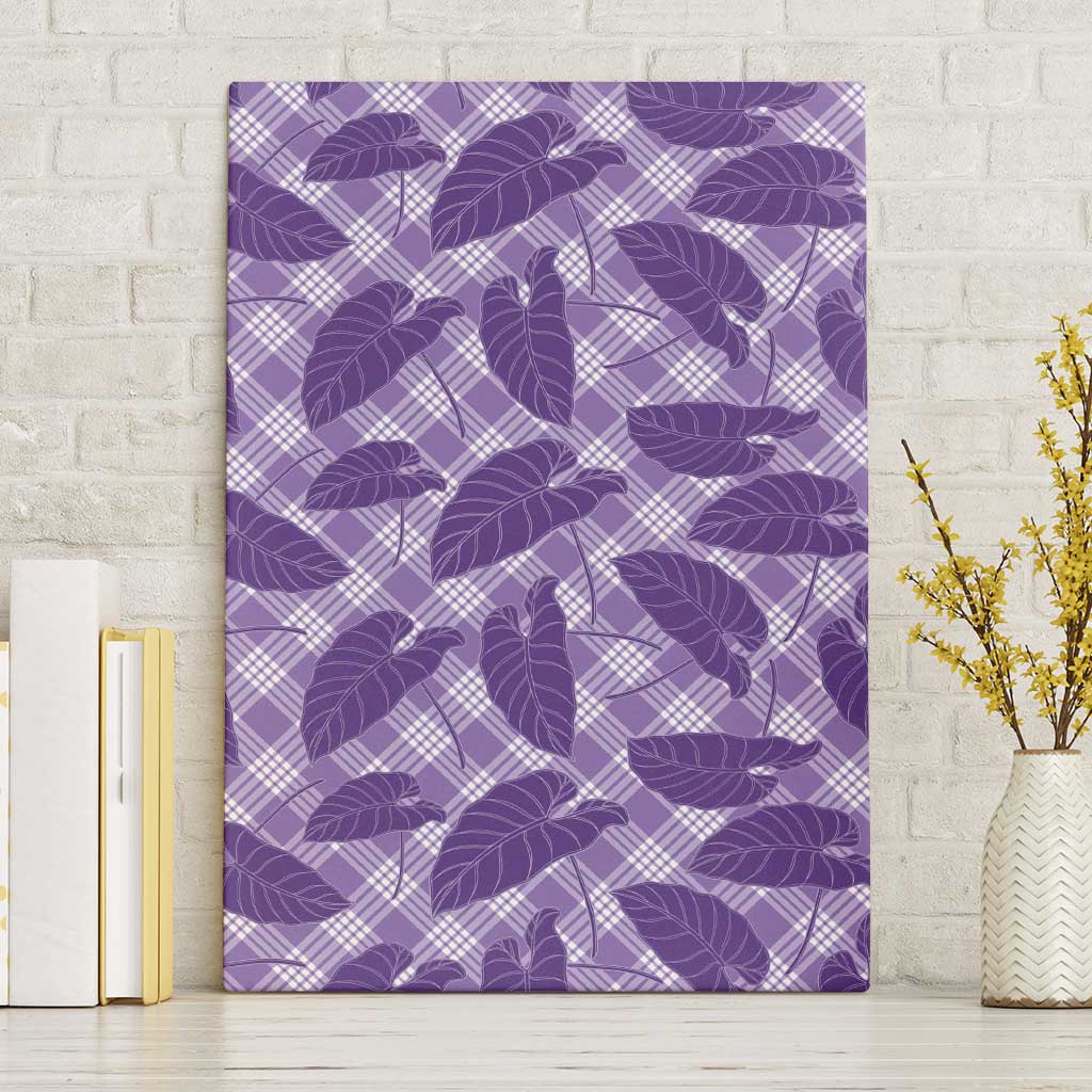 Purple Hawaii Kalo Palaka Motifs Canvas Wall Art Hawaiian Taro Leaves Elegant Vibes - Polynesian Pride