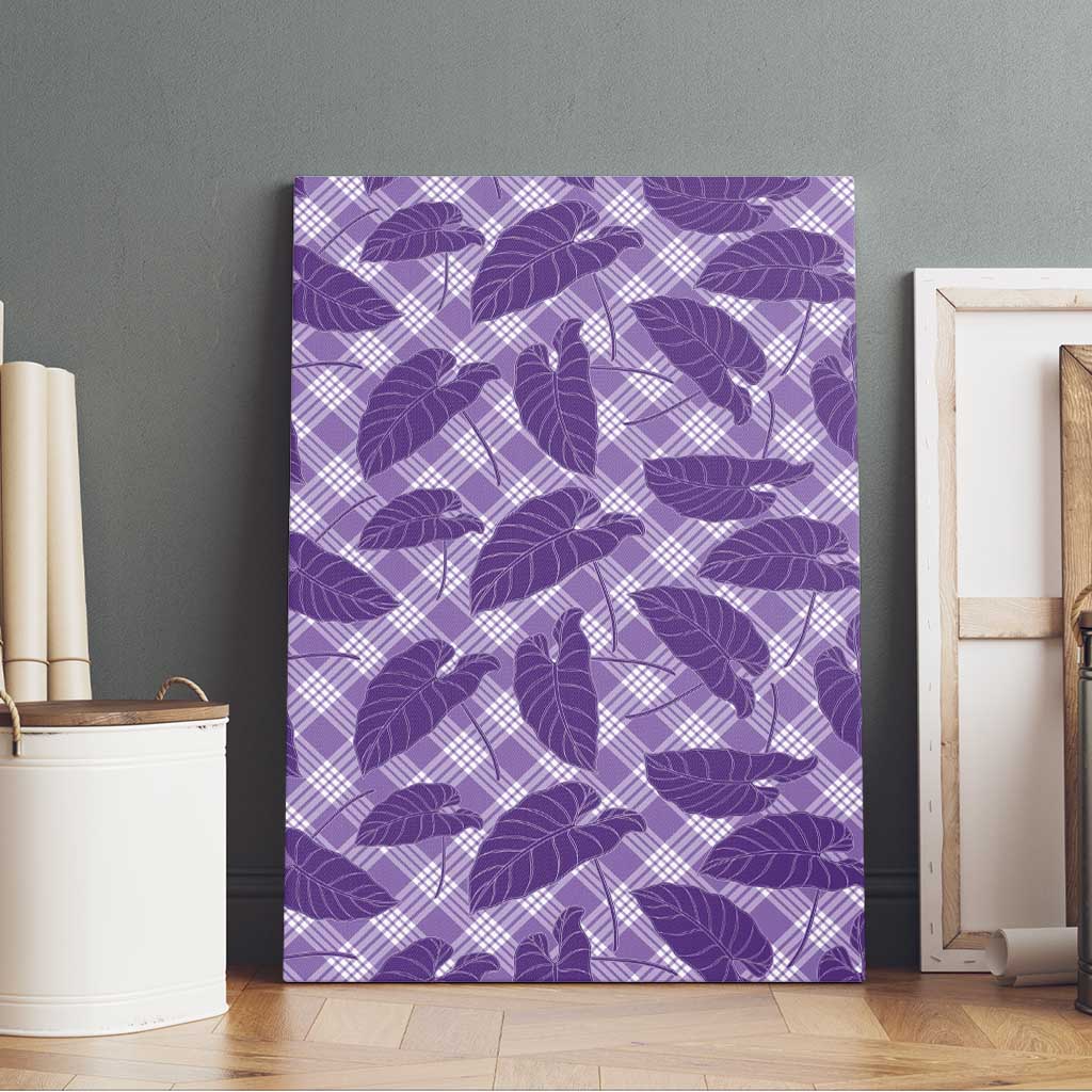 Purple Hawaii Kalo Palaka Motifs Canvas Wall Art Hawaiian Taro Leaves Elegant Vibes - Polynesian Pride
