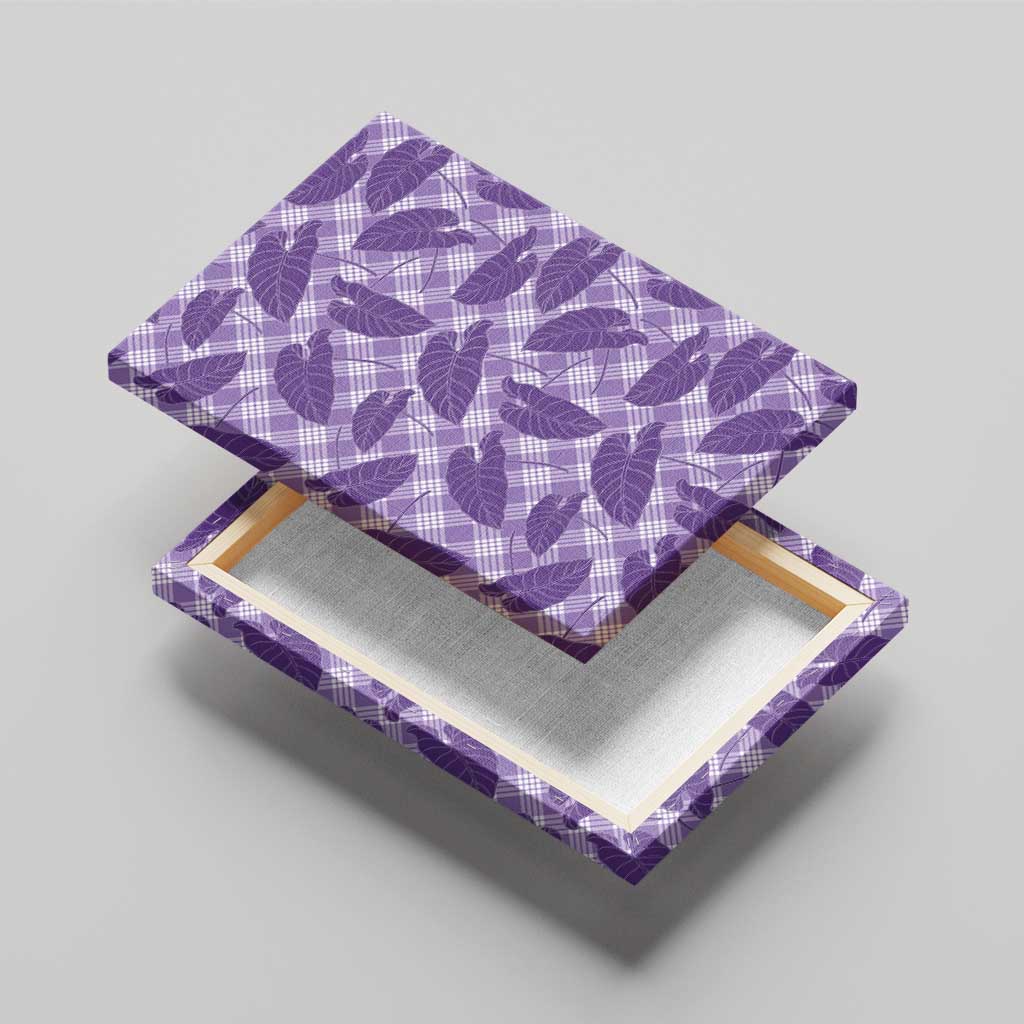 Purple Hawaii Kalo Palaka Motifs Canvas Wall Art Hawaiian Taro Leaves Elegant Vibes - Polynesian Pride
