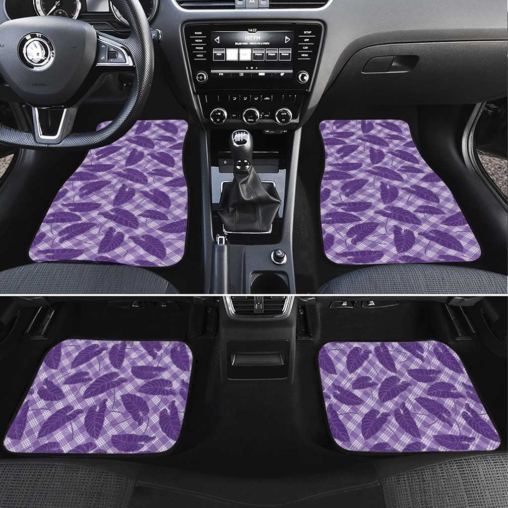 Purple Hawaii Kalo Palaka Motifs Car Mats Hawaiian Taro Leaves Elegant Vibes - Polynesian Pride