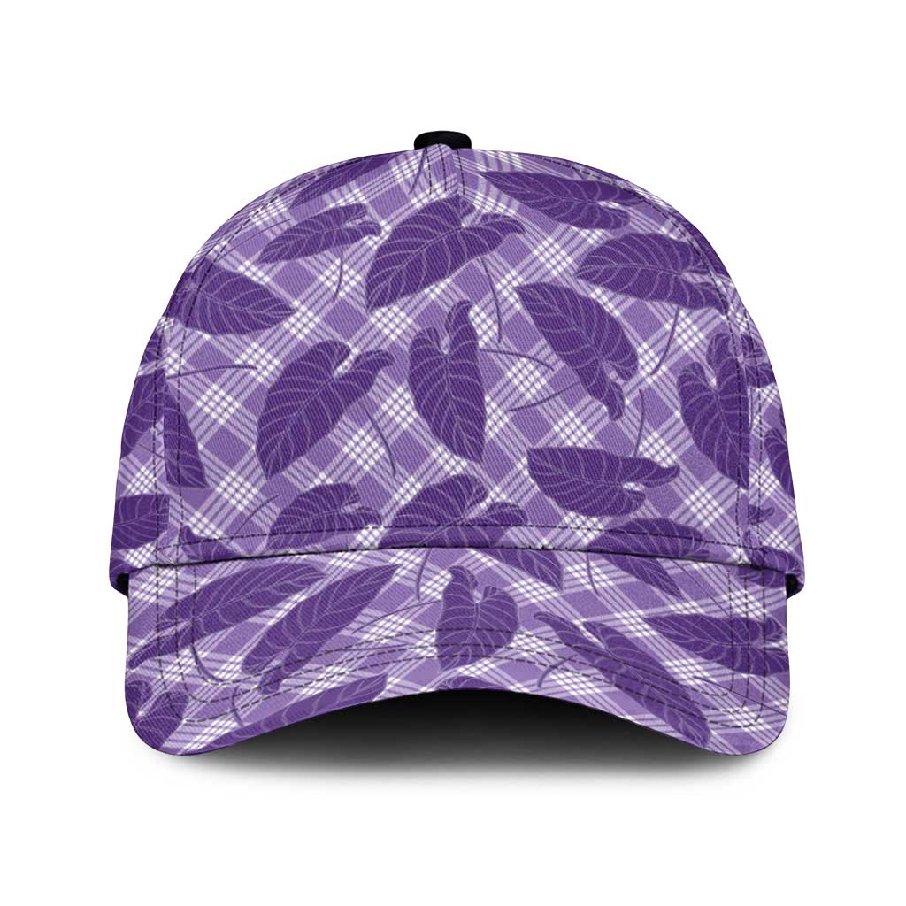 Purple Hawaii Kalo Palaka Motifs Classic Cap Hawaiian Taro Leaves Elegant Vibes LT14 Universal Fit Purple - Polynesian Pride