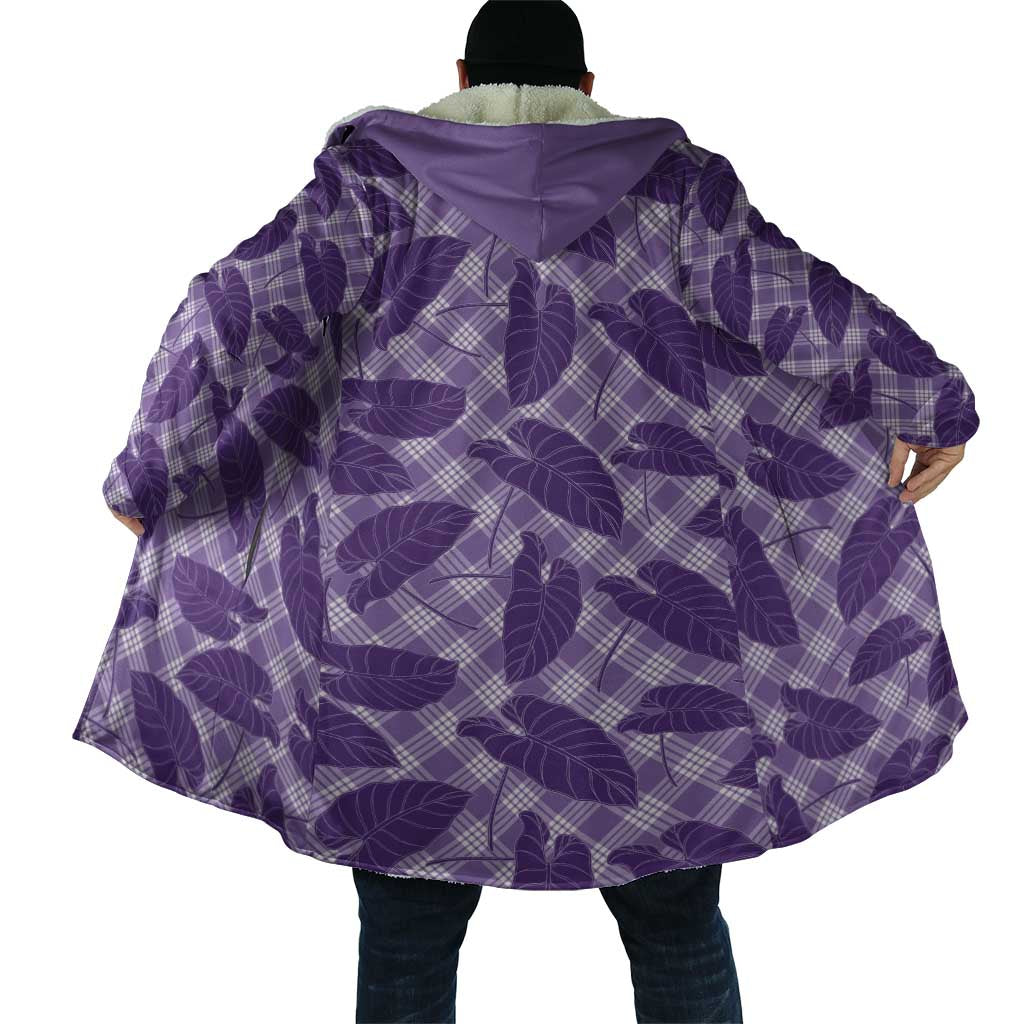 Purple Hawaii Kalo Palaka Motifs Cloak Hawaiian Taro Leaves Elegant Vibes - Polynesian Pride