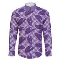 Purple Hawaii Kalo Palaka Motifs Family Matching Puletasi and Hawaiian Shirt Hawaiian Taro Leaves Elegant Vibes - Polynesian Pride