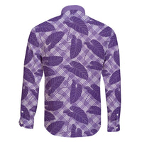Purple Hawaii Kalo Palaka Motifs Family Matching Puletasi and Hawaiian Shirt Hawaiian Taro Leaves Elegant Vibes - Polynesian Pride