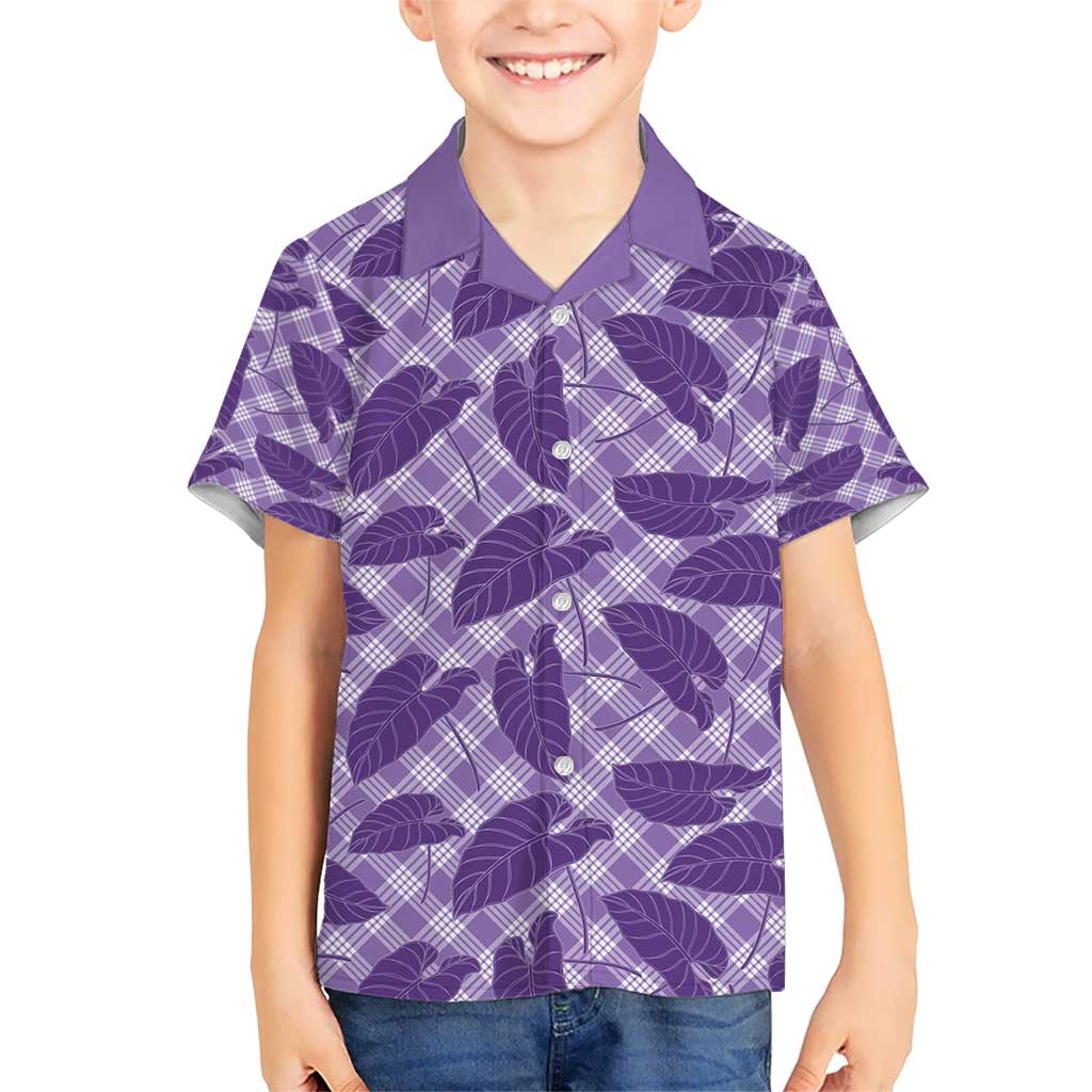 Purple Hawaii Kalo Palaka Motifs Hawaiian Shirt Hawaiian Taro Leaves Elegant Vibes - Polynesian Pride