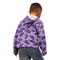 Purple Hawaii Kalo Palaka Motifs Kid Hoodie Hawaiian Taro Leaves Elegant Vibes - Polynesian Pride