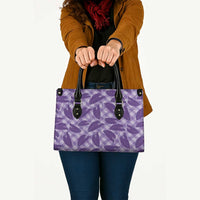 Purple Hawaii Kalo Palaka Motifs Leather Bag Hawaiian Taro Leaves Elegant Vibes - Polynesian Pride