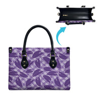 Purple Hawaii Kalo Palaka Motifs Leather Bag Hawaiian Taro Leaves Elegant Vibes - Polynesian Pride