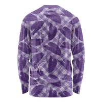 Purple Hawaii Kalo Palaka Motifs Long Sleeve Shirt Hawaiian Taro Leaves Elegant Vibes - Polynesian Pride